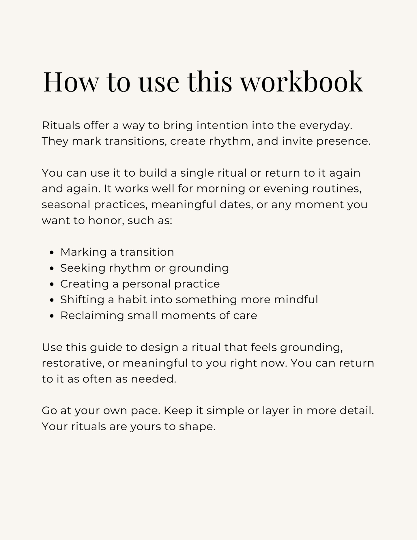 Ritual Builder Workbook